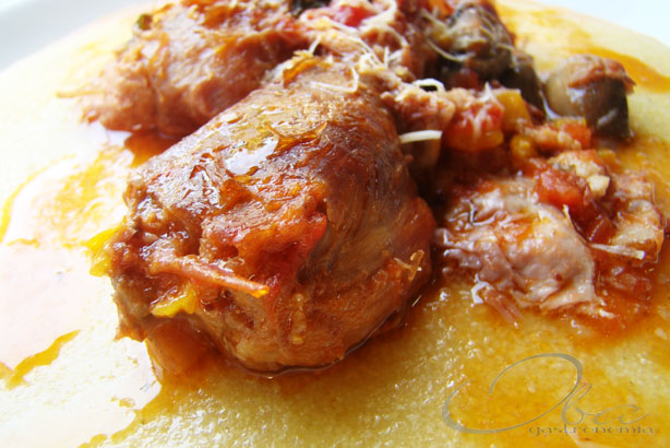Pato com polenta